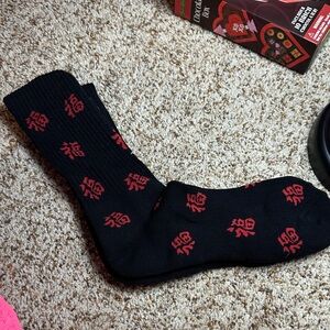 Black and Red Patterned Socks MENS UNKNOWN SIZE